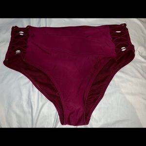 Maroon High Wasted Bikini Bottoms